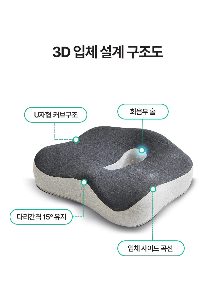 이솔홈 3D 메모리폼 방석 기능성 치질 허리 골반 자세교정 상세 이미지 12